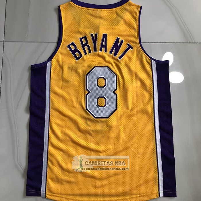 Camiseta Los Angeles Lakers Kobe Bryant NO 8 Mitchell & Ness 1999-00 Amarillo